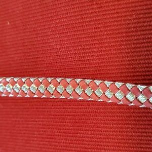Dog collar red with silver pattern size 14